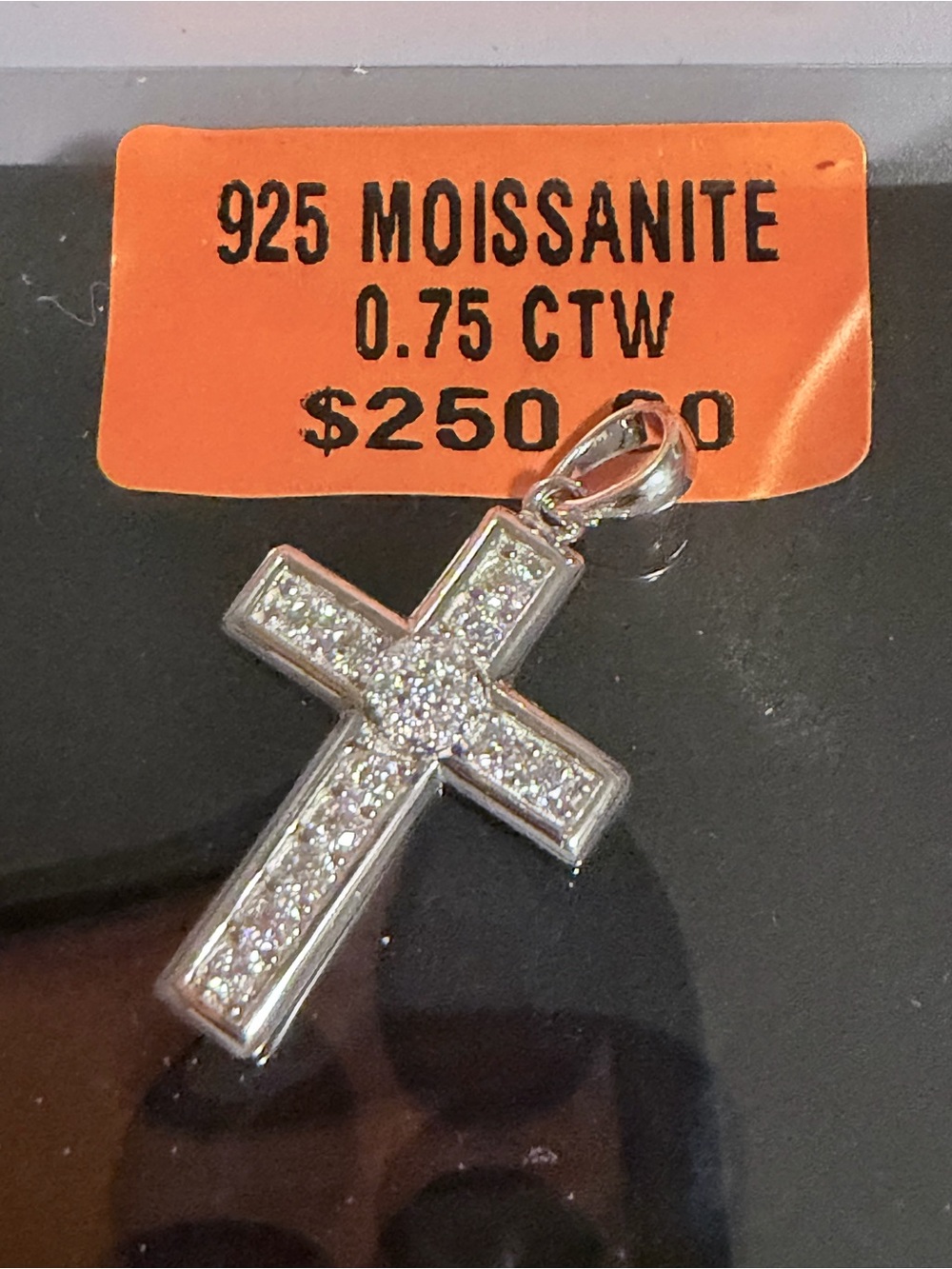 925 Sterling Silver Cross Pendant with Moissanite Accents - White